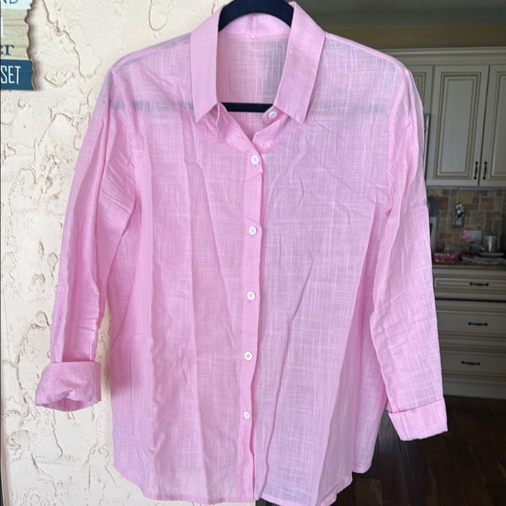 Pink linen Women's 👚 blouse
